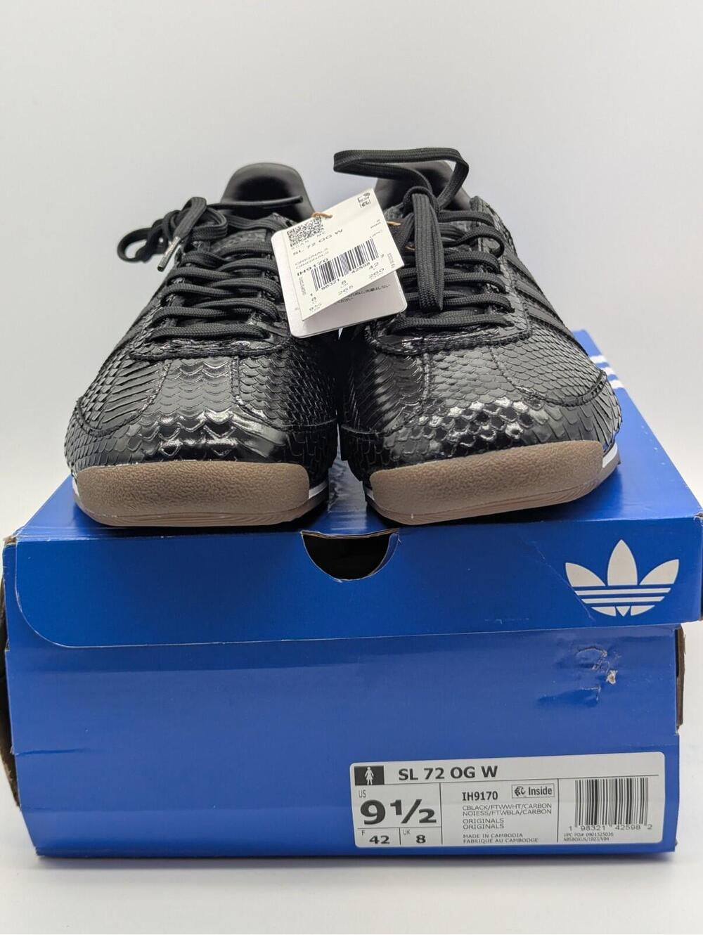 Women's Size 9.5 Adidas SL 72 OG W Black White Snakeskin Sneakers IH9170 New - Picture 2 of 10